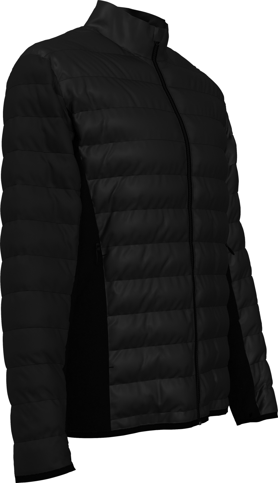 Perry Ellis Golf Pem113 Men’s Long Sleeve Faux Down Full Zip Puffer - Caviar