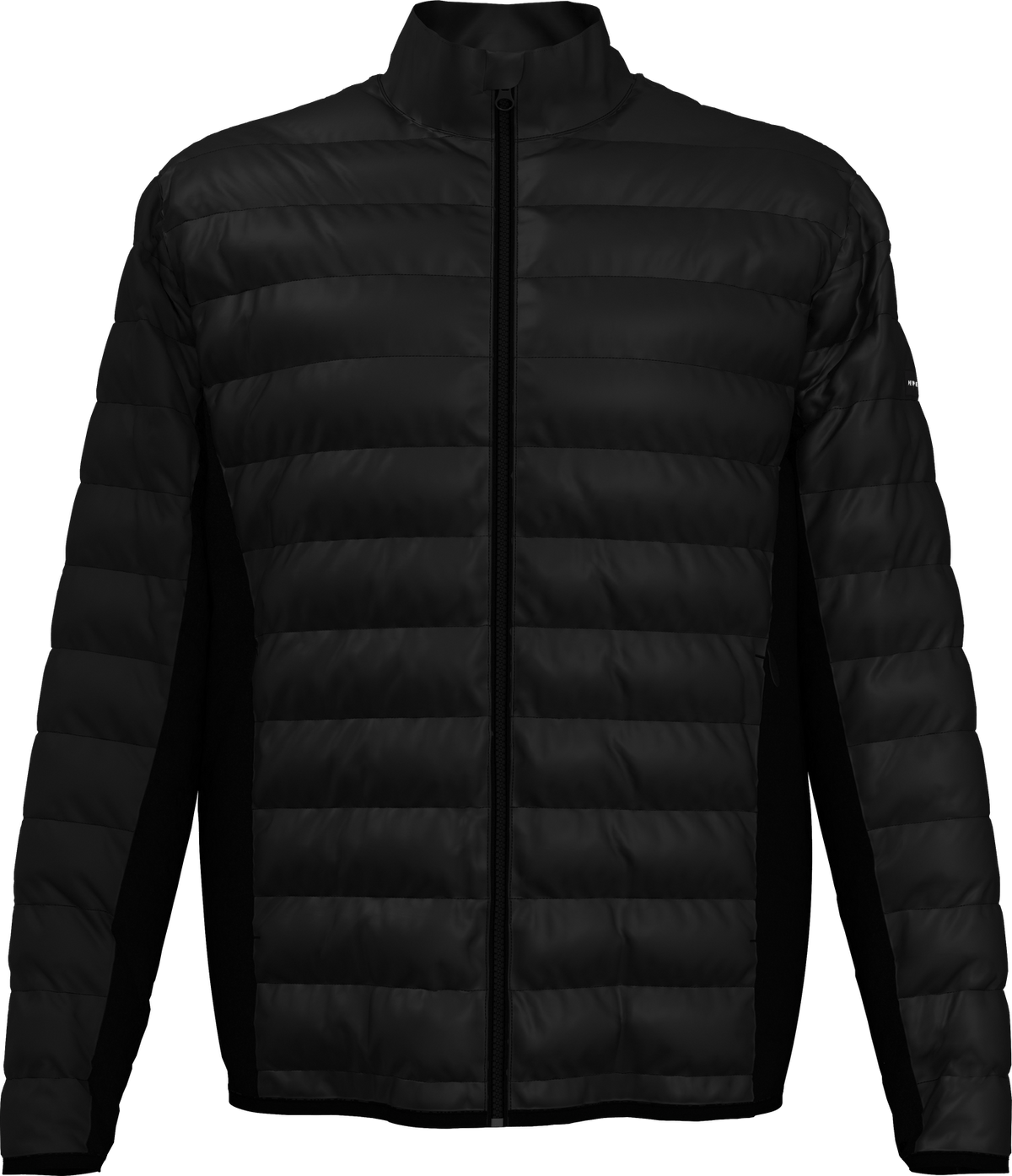 Perry Ellis Golf Pem113 Men’s Long Sleeve Faux Down Full Zip Puffer - Caviar