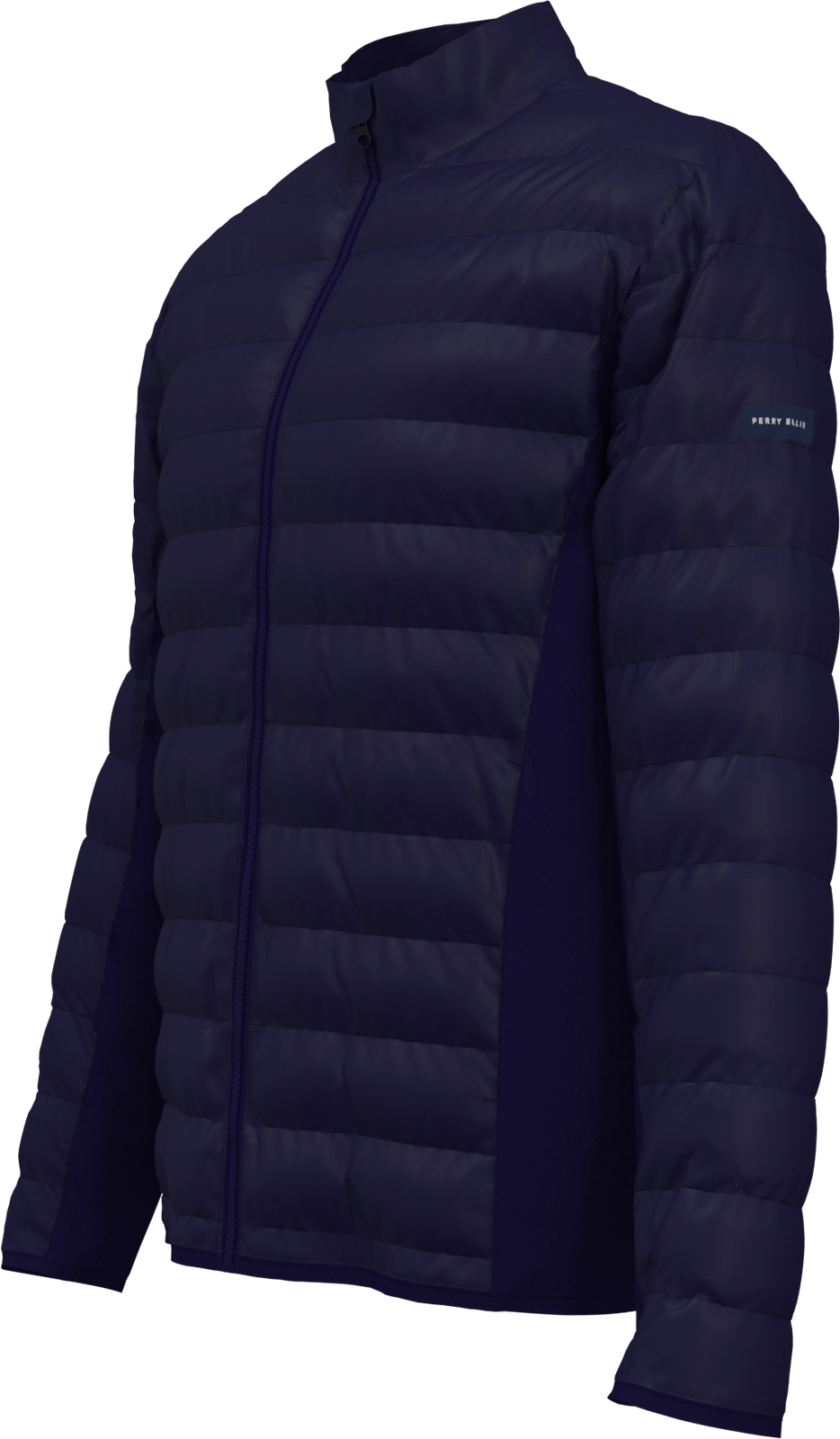 Perry Ellis Golf Pem113 Men’s Long Sleeve Faux Down Full Zip Puffer - Peacoat
