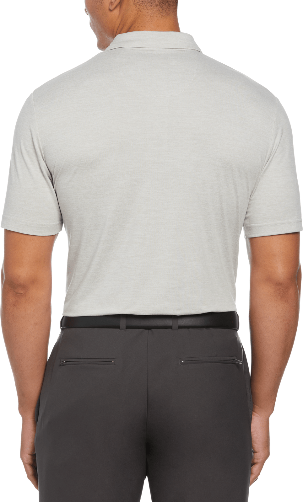 Perry Ellis Golf Pem120 Men’s Short Sleeve Double Knit Polo - White Gray Htr