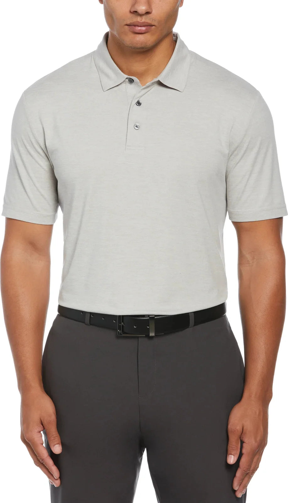 Perry Ellis Golf Pem120 Men’s Short Sleeve Double Knit Polo - White Gray Htr - Adult s