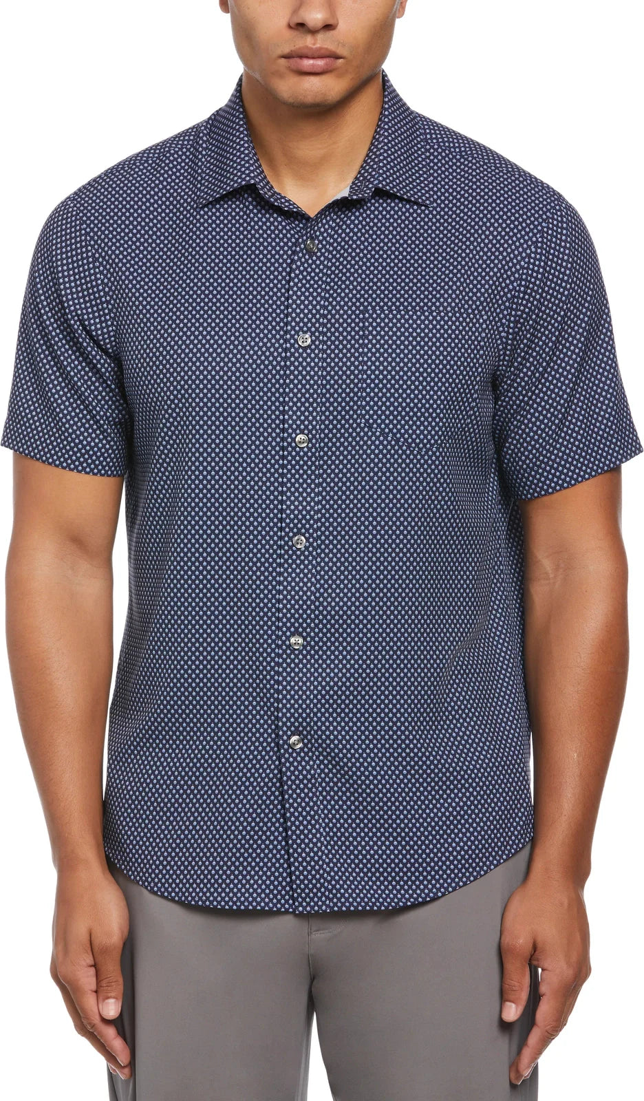 Perry Ellis Golf Pem124 Men’s Short Sleeve Stretch Woven Shirt - Peacoat