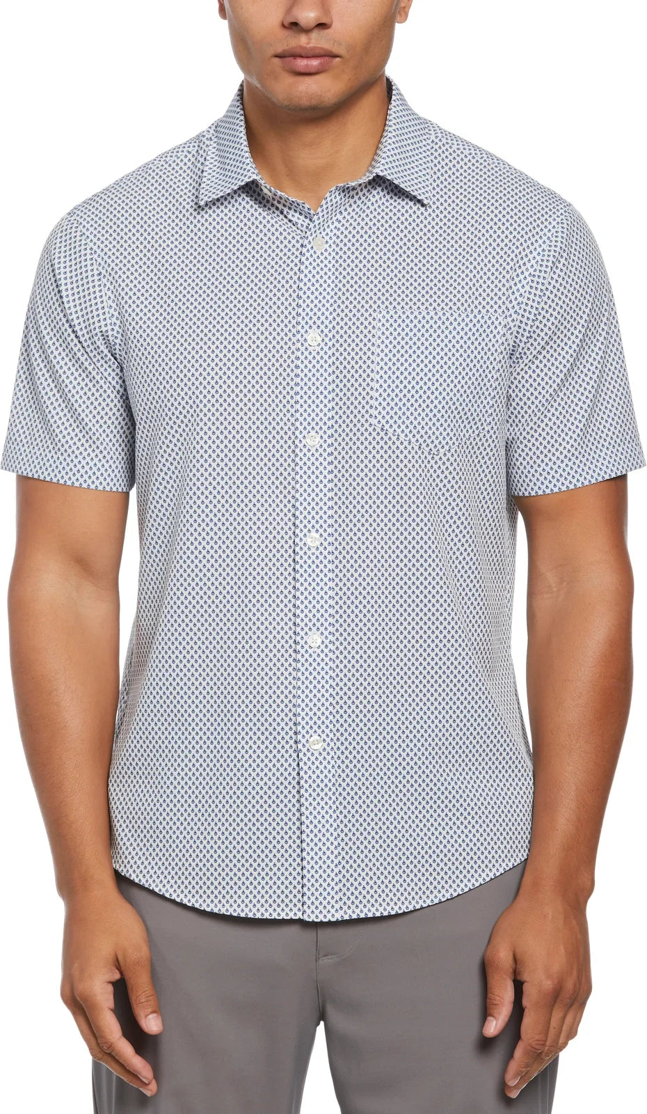 Perry Ellis Golf Pem124 Men’s Short Sleeve Stretch Woven Shirt - Bright White