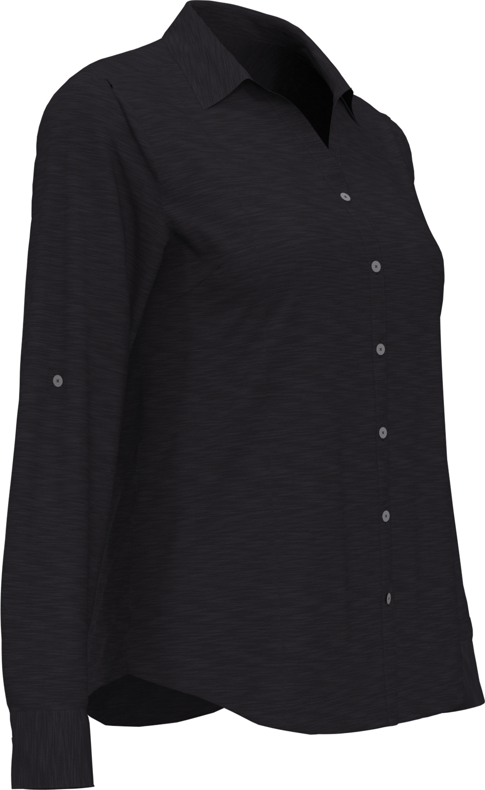 Perry Ellis Golf Pew107 Heather Woven Long Sleeve Button Down Shirt - Caviar