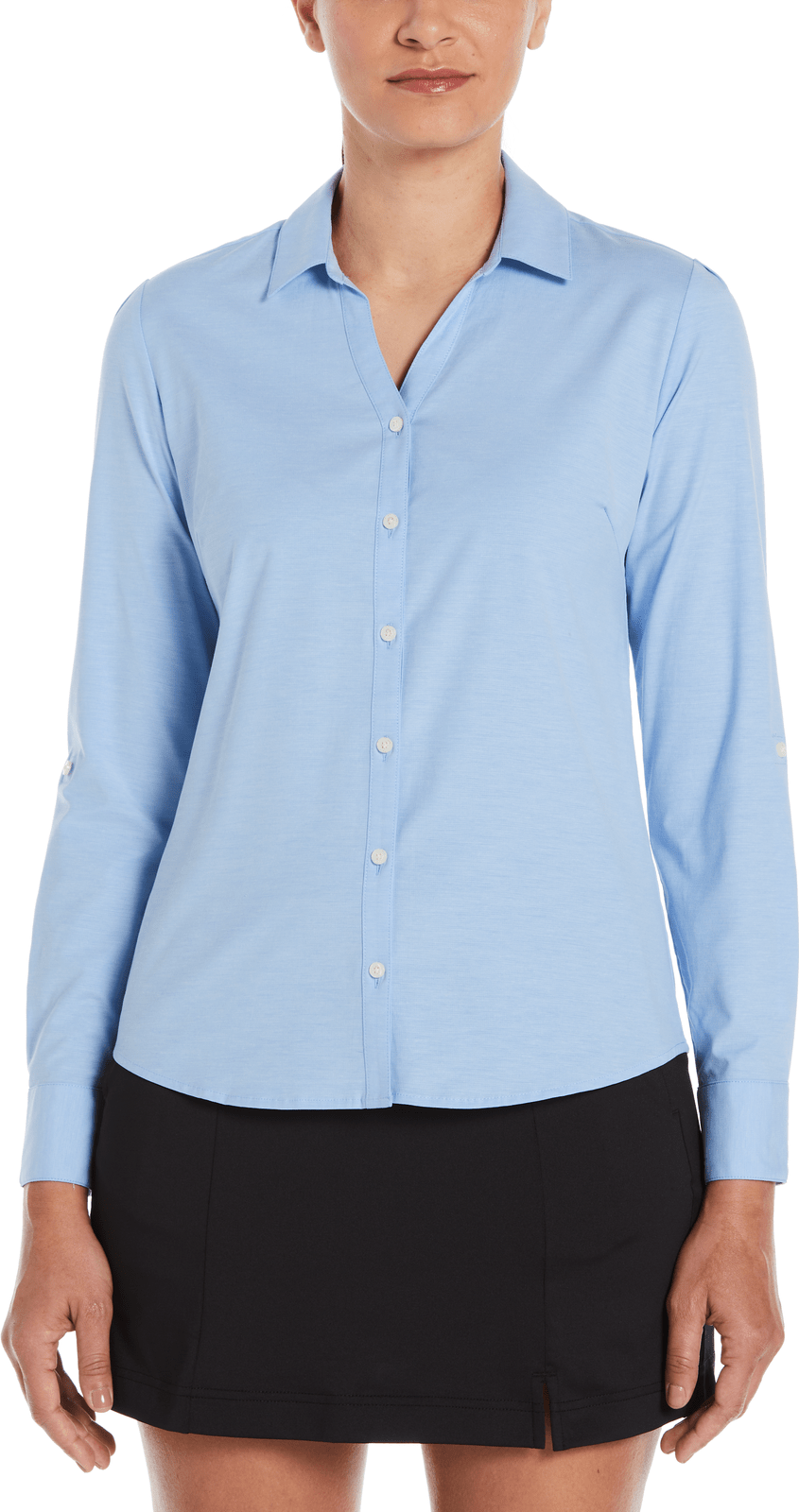 Perry Ellis Golf Pew107 Heather Woven Long Sleeve Button Down Shirt - Little Boy Blue