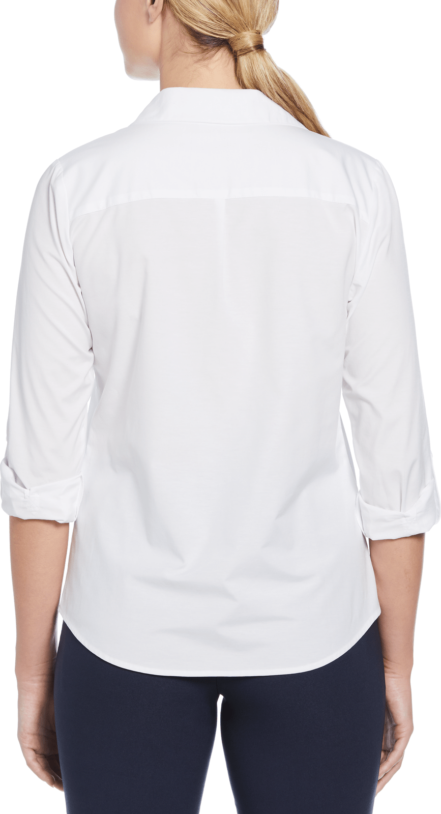 Perry Ellis Golf Pew107 Heather Woven Long Sleeve Button Down Shirt - Bright White
