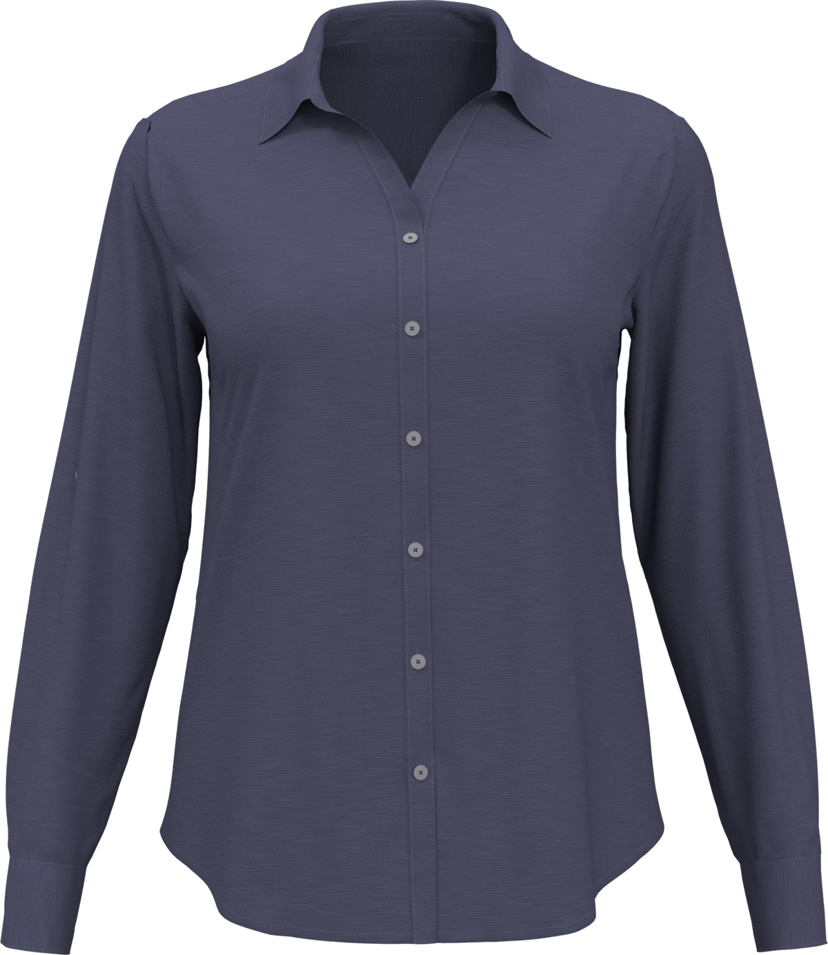 Perry Ellis Golf Pew107 Heather Woven Long Sleeve Button Down Shirt - Classic Navy