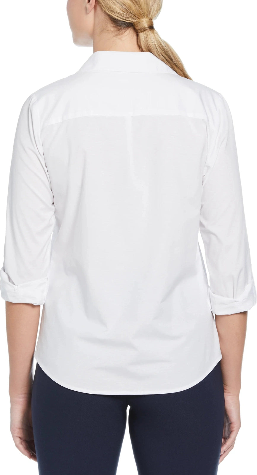 Perry Ellis Golf Pew107 Heather Woven Long Sleeve Button Down Shirt - Bright White