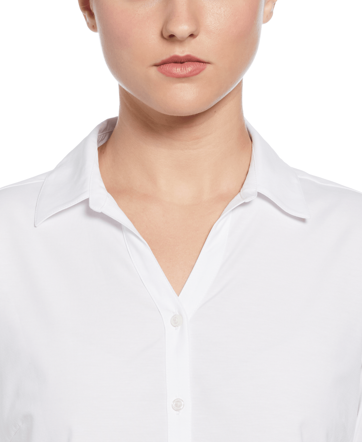 Perry Ellis Golf Pew107 Heather Woven Long Sleeve Button Down Shirt - Bright White