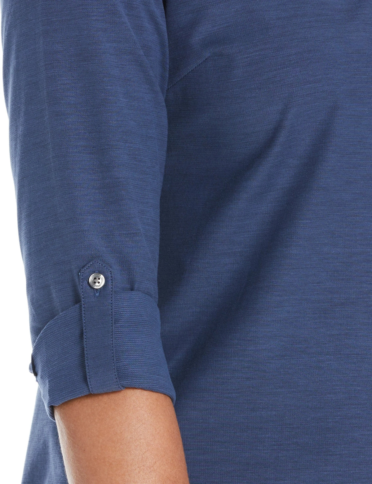 Perry Ellis Golf Pew107 Heather Woven Long Sleeve Button Down Shirt - Classic Navy