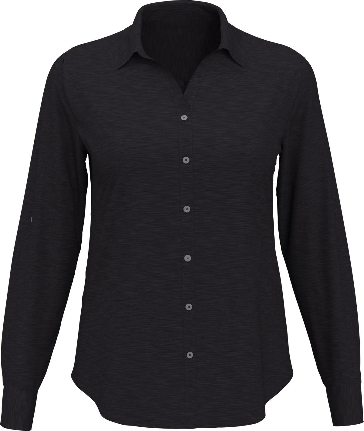 Perry Ellis Golf Pew107 Heather Woven Long Sleeve Button Down Shirt - Caviar