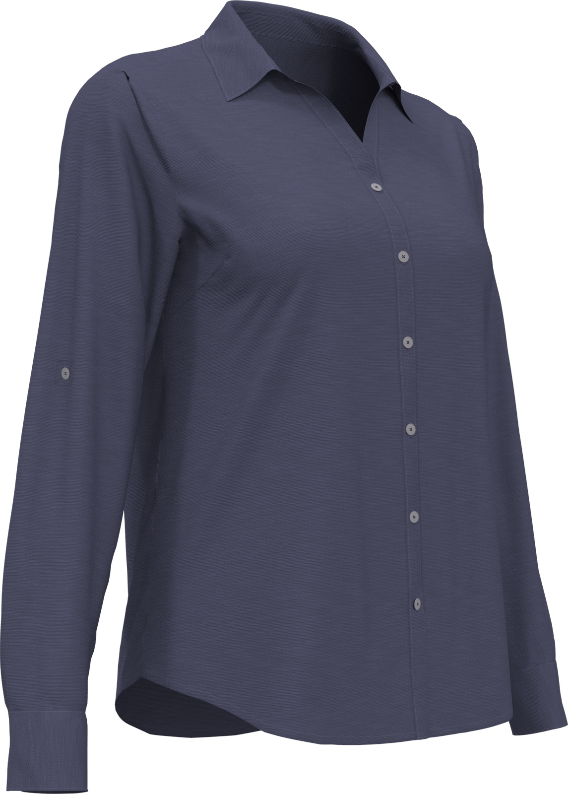 Perry Ellis Golf Pew107 Heather Woven Long Sleeve Button Down Shirt - Classic Navy