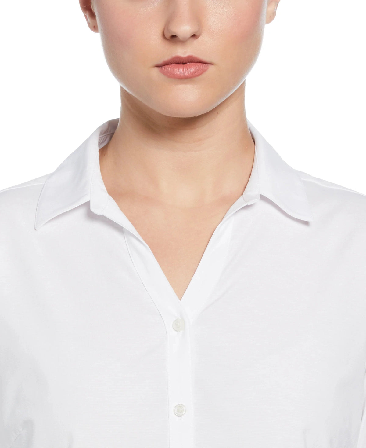 Perry Ellis Golf Pew107 Heather Woven Long Sleeve Button Down Shirt - Bright White