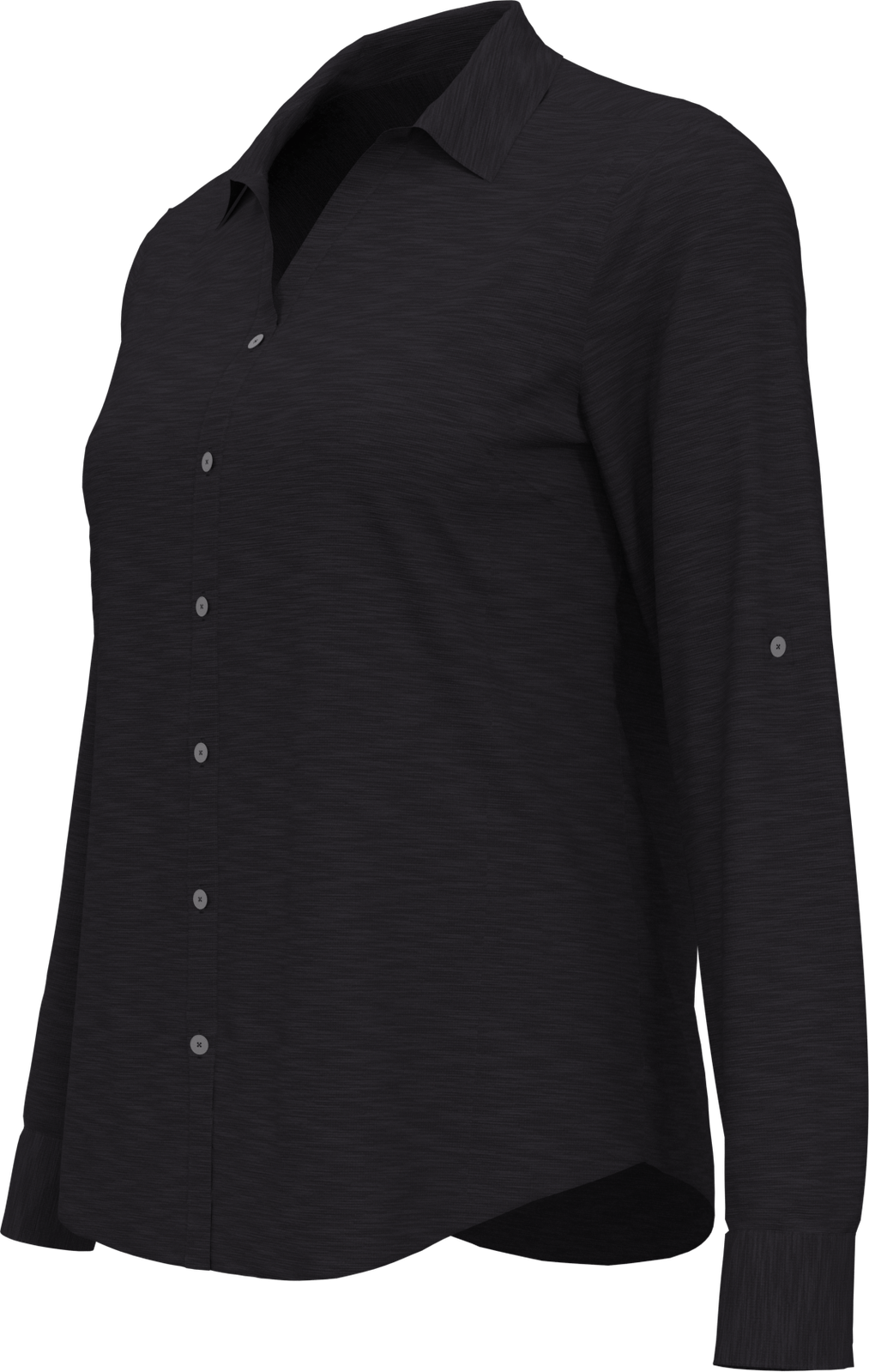 Perry Ellis Golf Pew107 Heather Woven Long Sleeve Button Down Shirt - Caviar