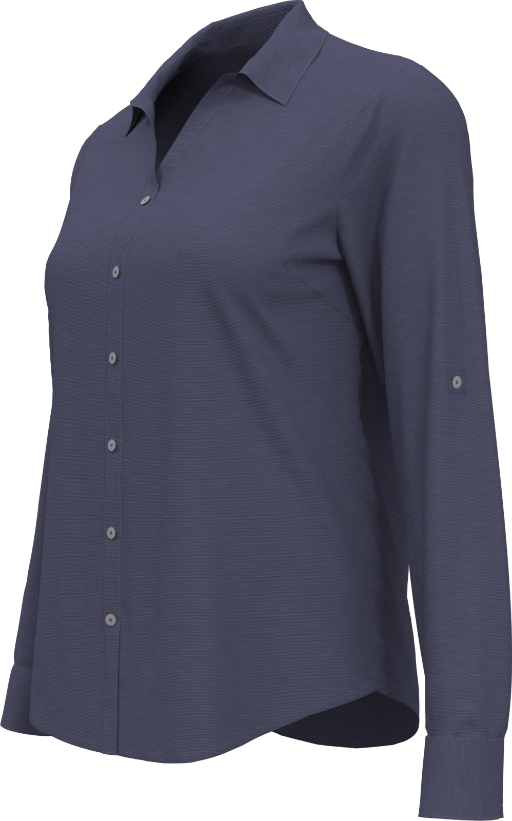 Perry Ellis Golf Pew107 Heather Woven Long Sleeve Button Down Shirt - Classic Navy