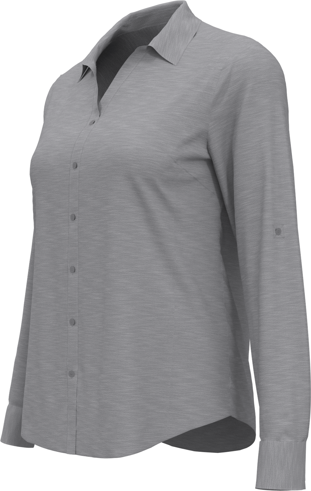 Perry Ellis Golf Pew107 Heather Woven Long Sleeve Button Down Shirt - Quiet Shade