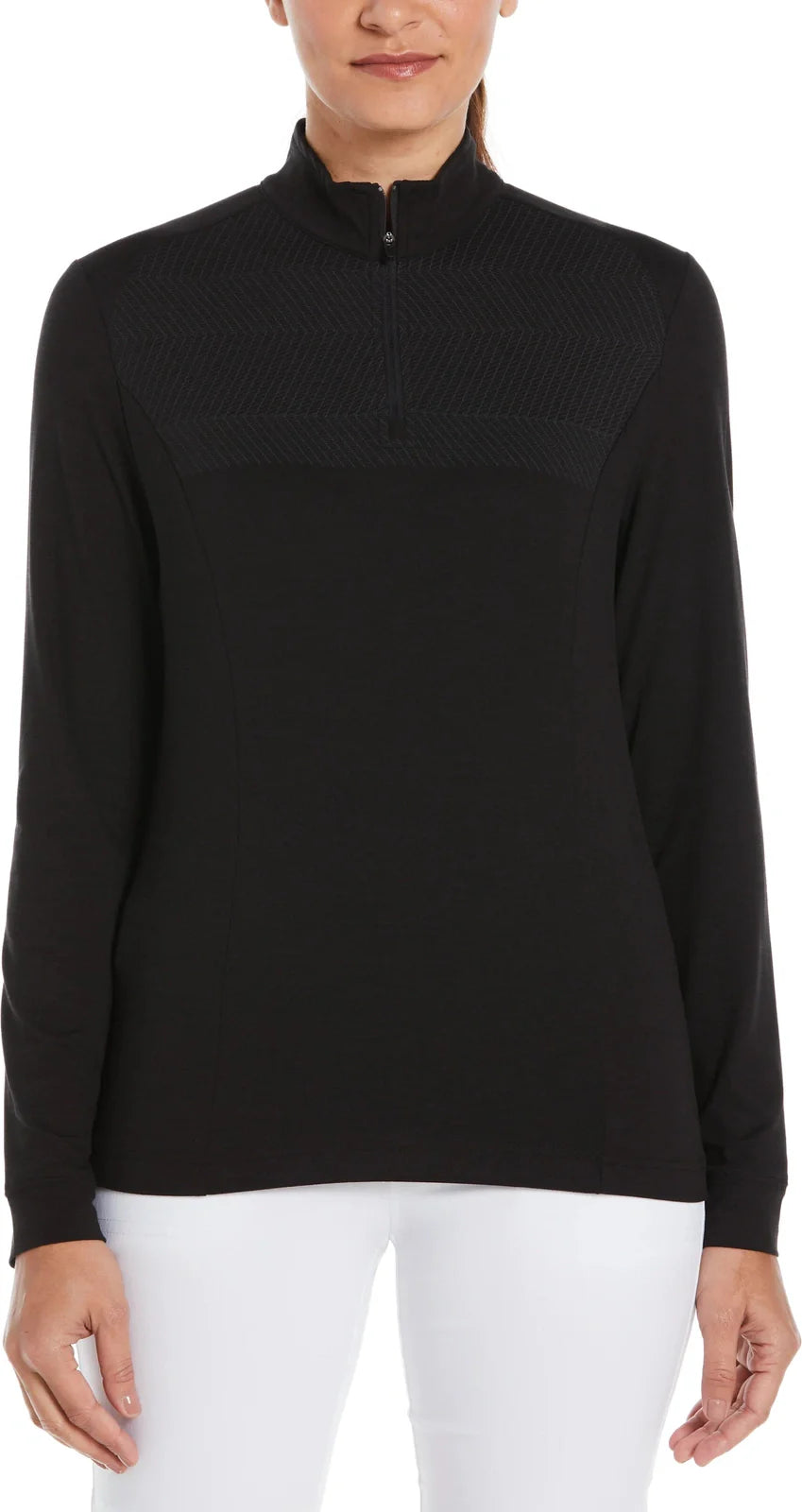 Perry Ellis Golf Pew108 Women’s 1/4 Zip Long Sleeve Heather - Black - Ladies s