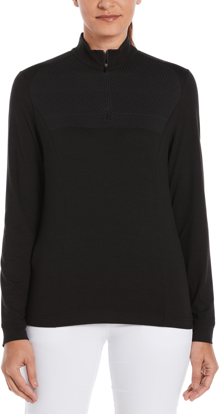 Perry Ellis Golf Pew108 Women’s 1/4 Zip Long Sleeve Heather - Black