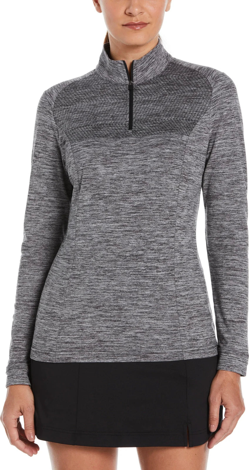 Perry Ellis Golf Pew108 Women’s 1/4 Zip Long Sleeve Heather - Grey - Ladies s