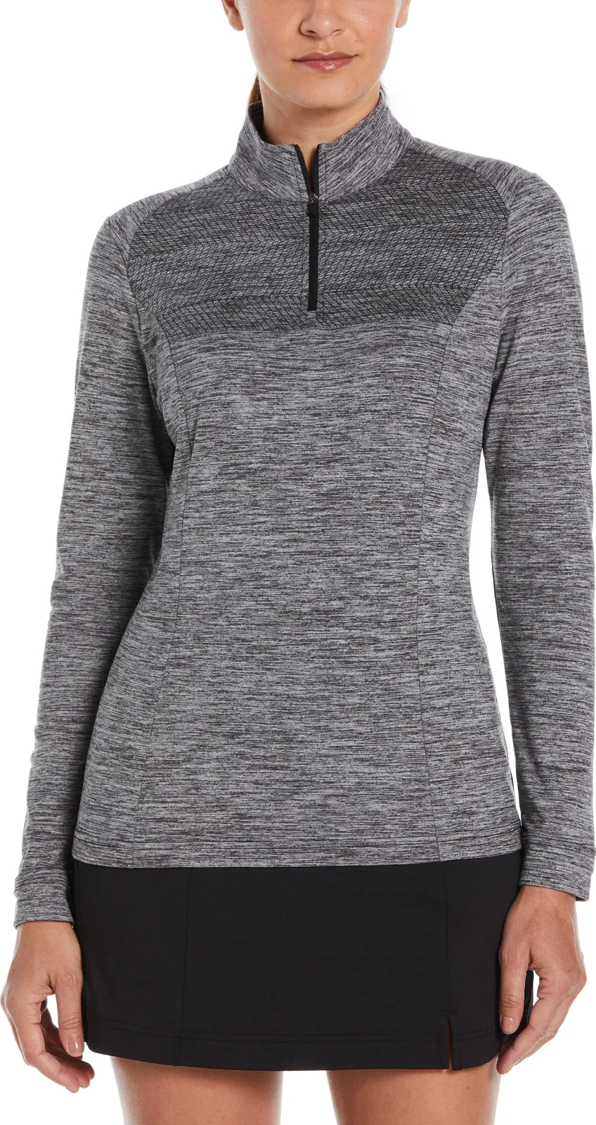 Perry Ellis Golf Pew108 Women’s 1/4 Zip Long Sleeve Heather - Grey
