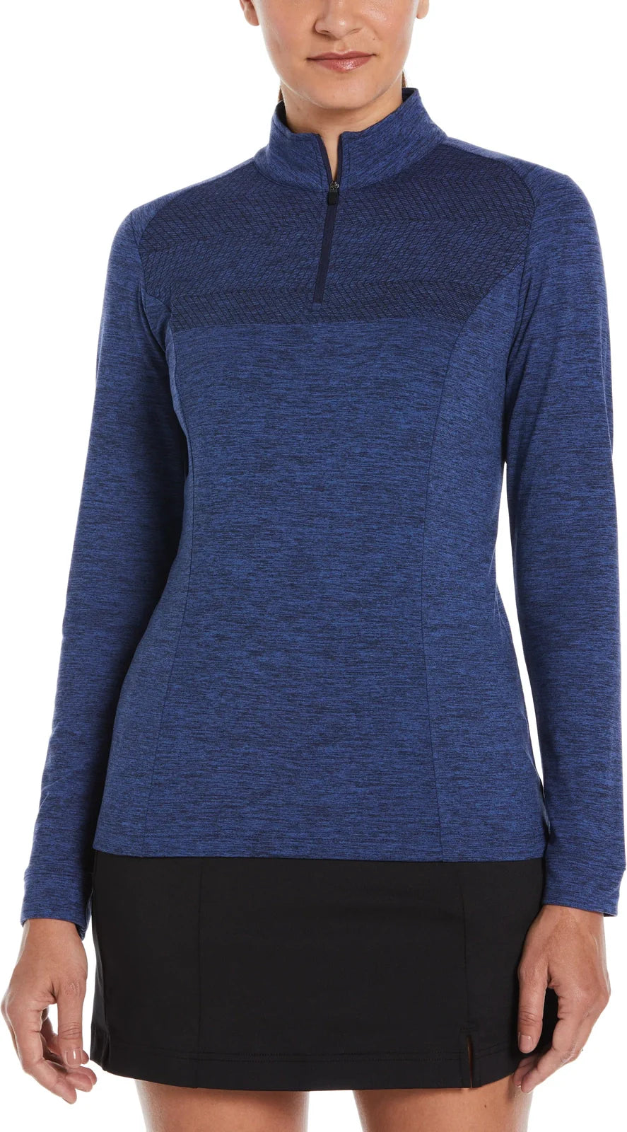 Perry Ellis Golf Pew108 Women’s 1/4 Zip Long Sleeve Heather - Peacoat Htr - Ladies s