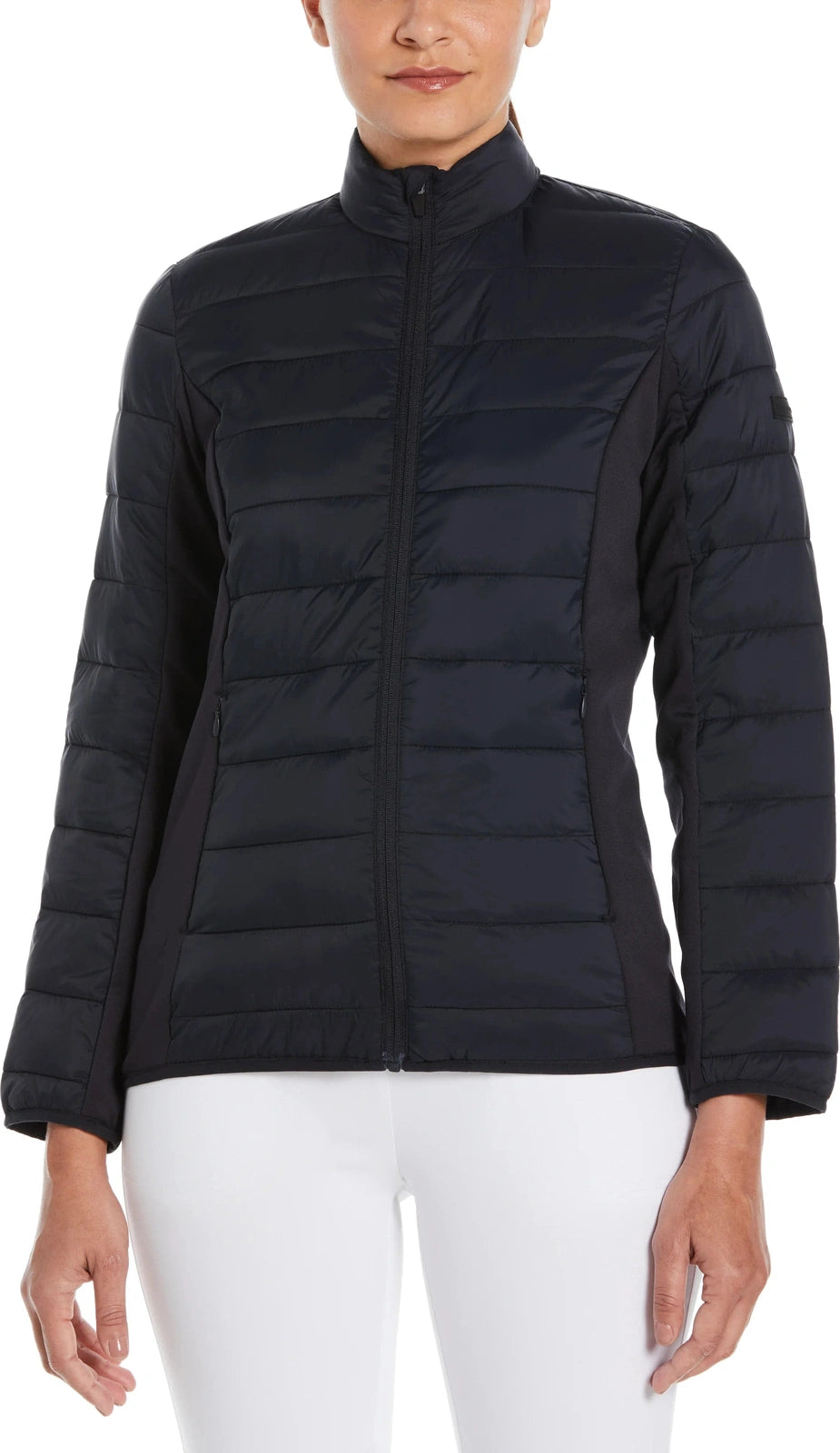 Perry Ellis Golf Pew115 Women’s Long Sleeve Faux Down Full Zipper - Caviar - Ladies s