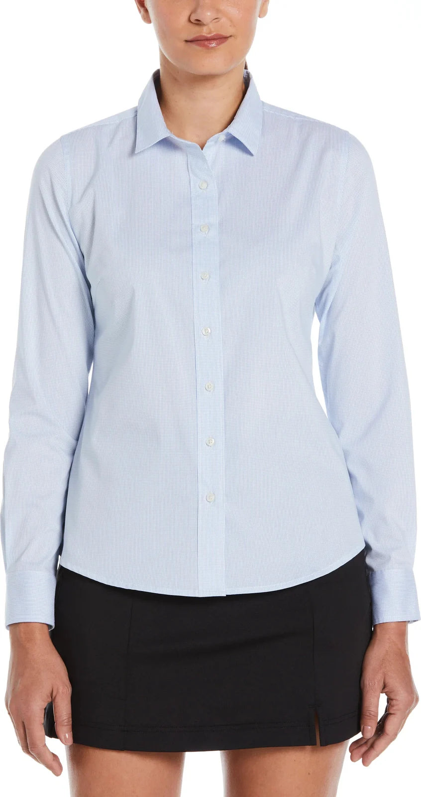 Perry Ellis Golf Pew117 Women’s Mini Grid Woven Shirt - Provence - Ladies s