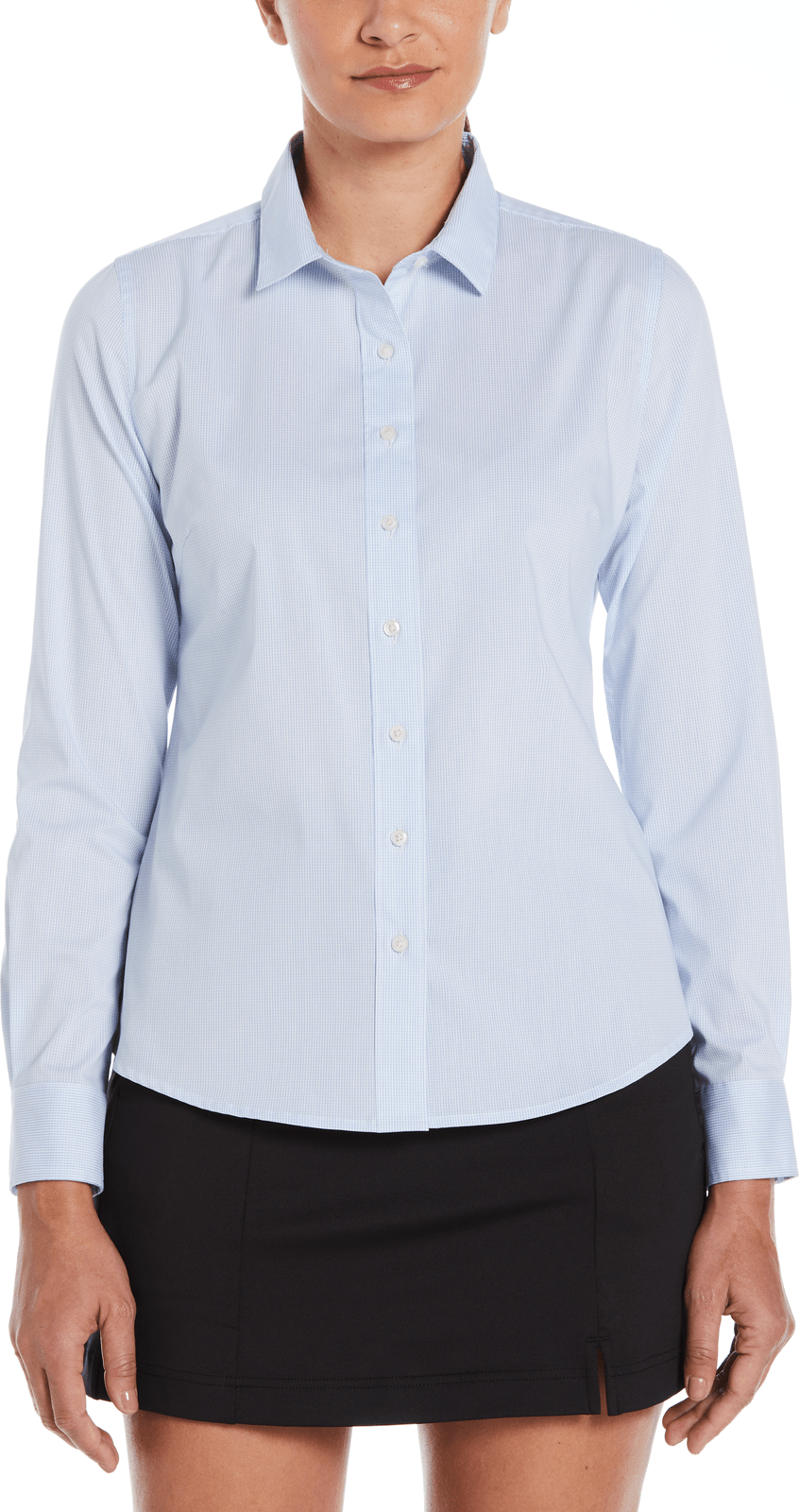 Perry Ellis Golf Pew117 Women’s Mini Grid Woven Shirt - Provence