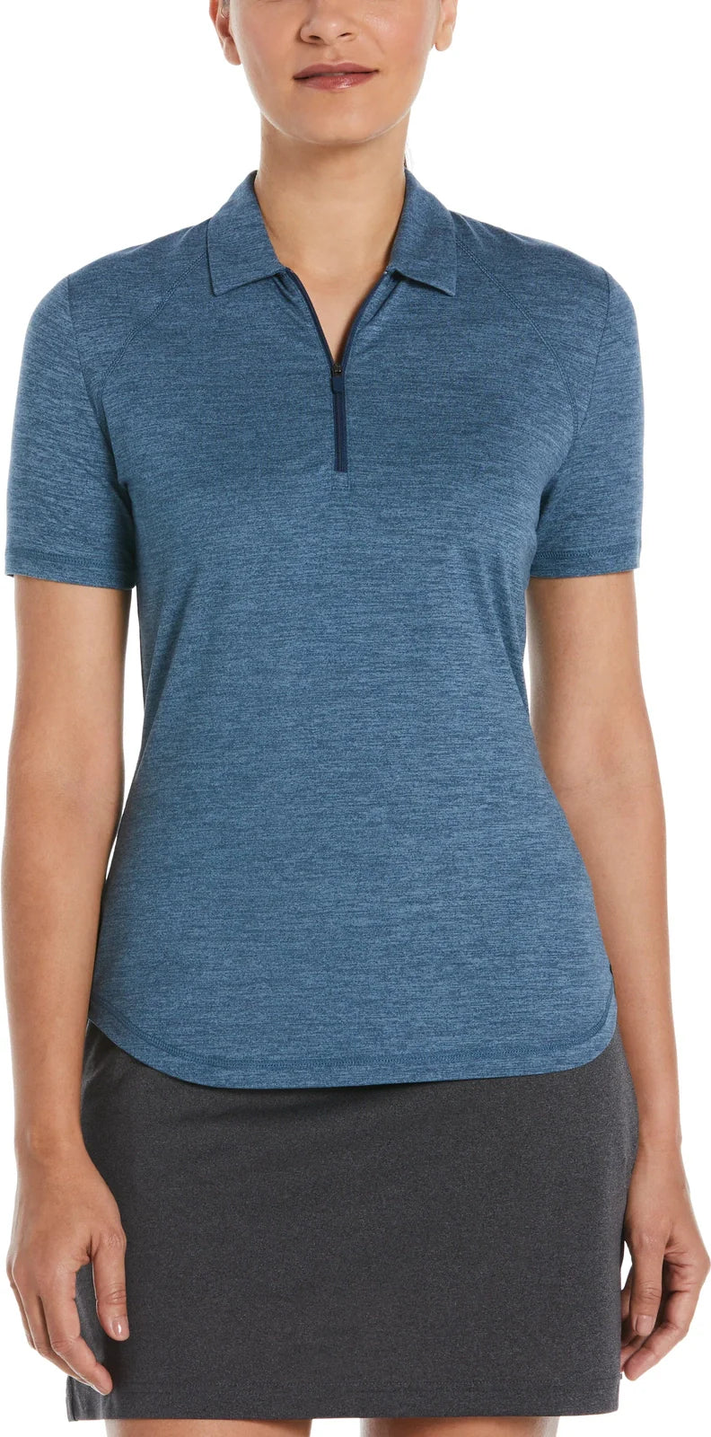 Perry Ellis Golf Pew122 Women’s Short Sleeve Double Knit Polo - Insignia Bl Htr