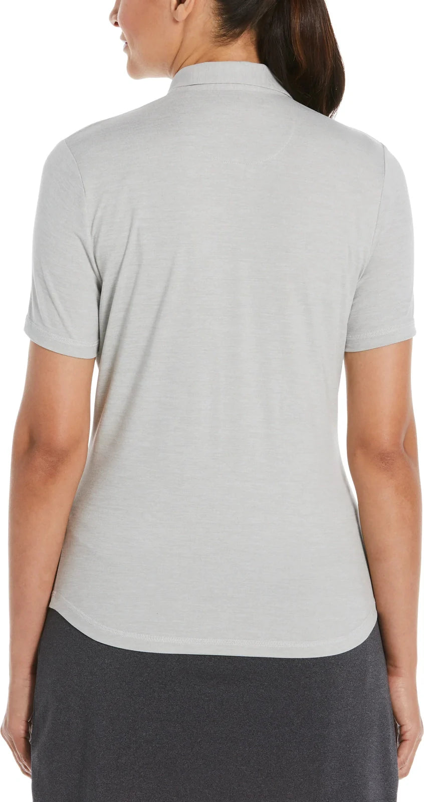 Perry Ellis Golf Pew122 Women’s Short Sleeve Double Knit Polo - White Gray Htr