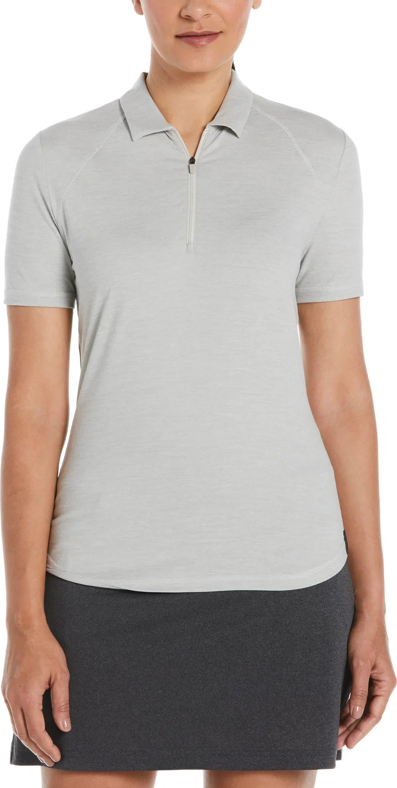 Perry Ellis Golf Pew122 Women’s Short Sleeve Double Knit Polo - White Gray Htr