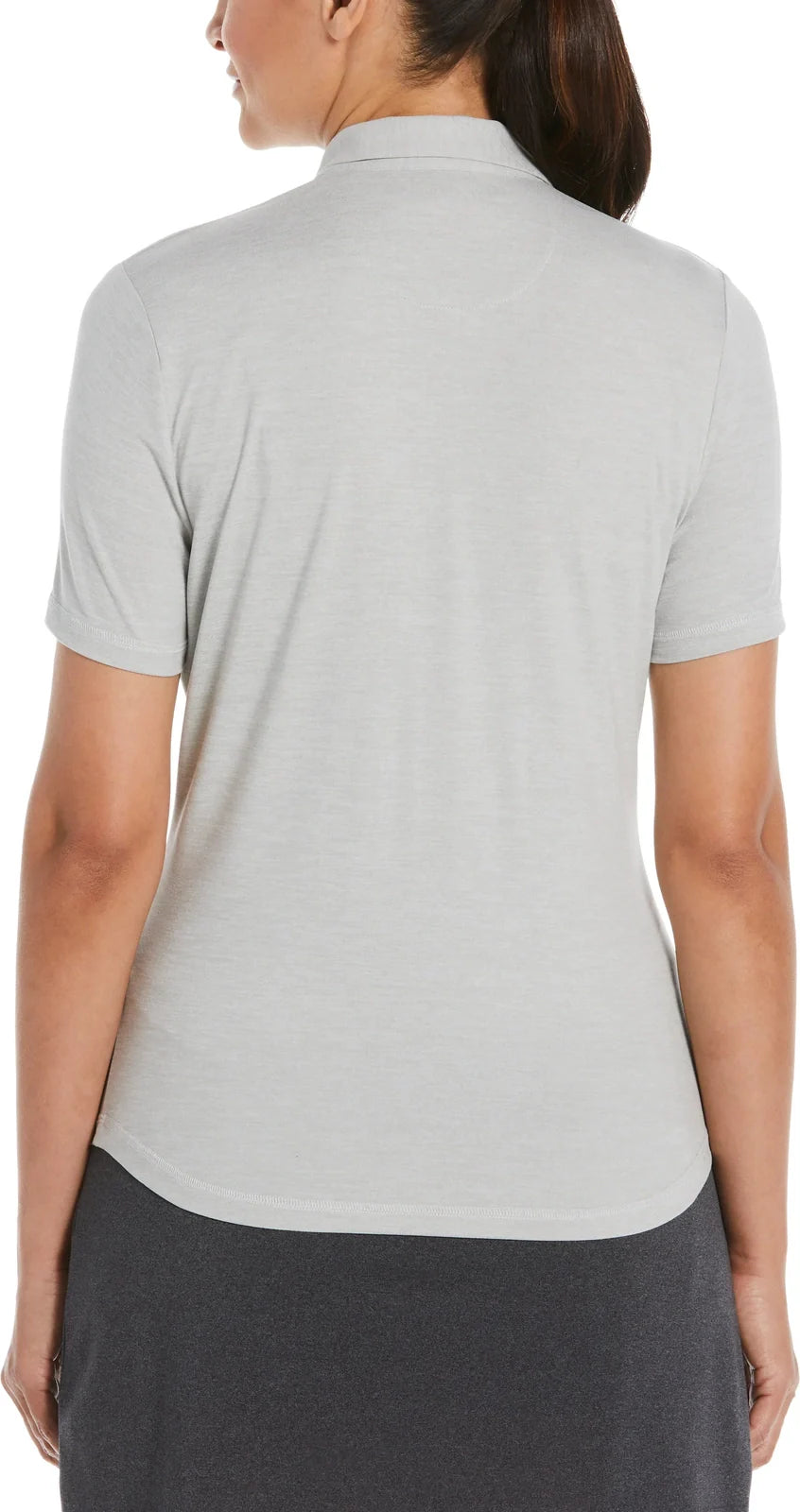 Perry Ellis Golf Pew122 Women’s Short Sleeve Double Knit Polo - White Gray Htr