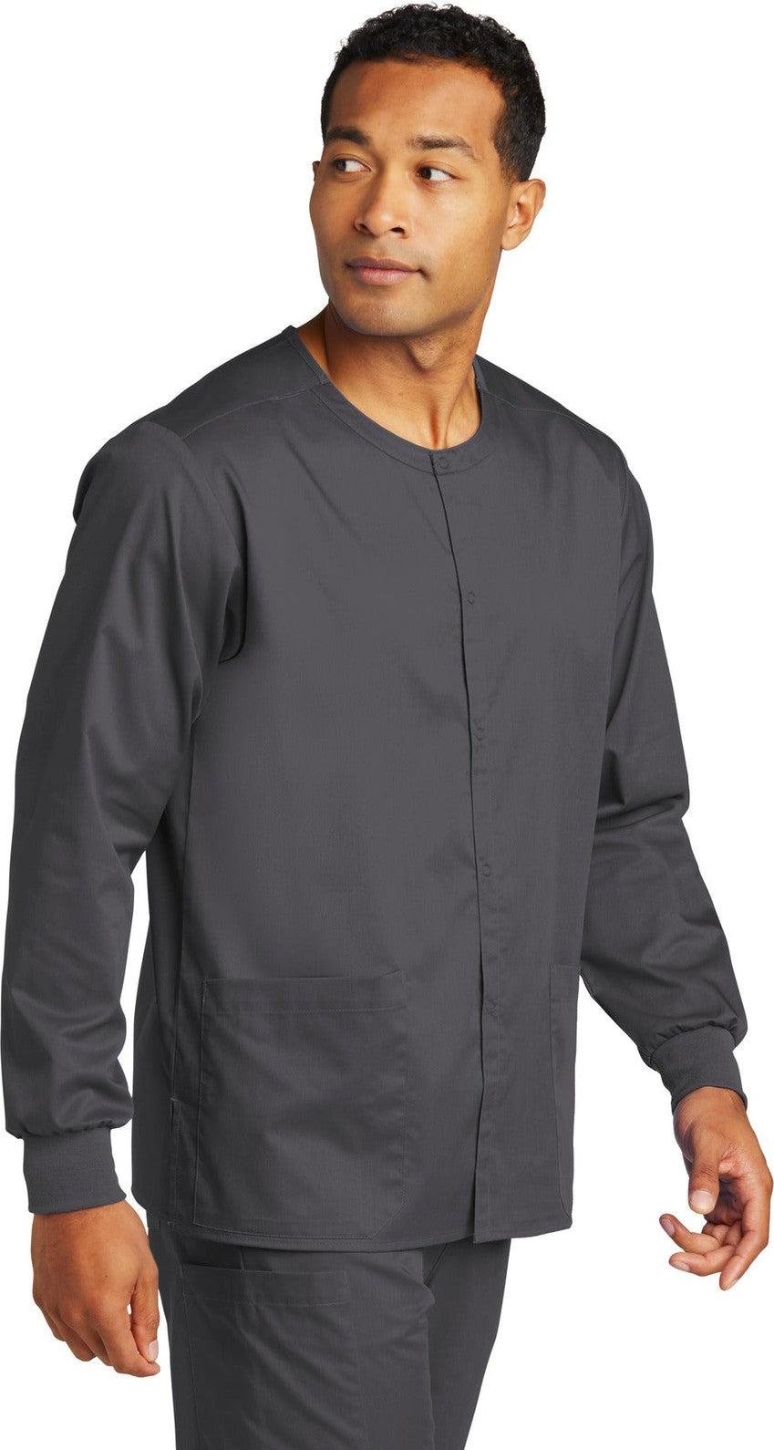 Pewter Wink Unisex WorkFlex Snap-Front Scrub Jacket WW3080