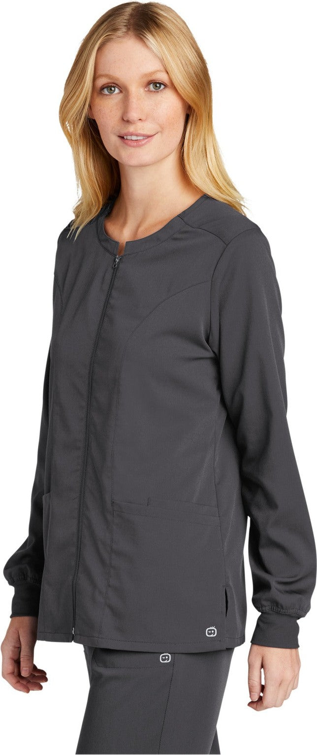 Pewter Wink Women's Premiere Flex Full-Zip Scrub Jacket WW4088