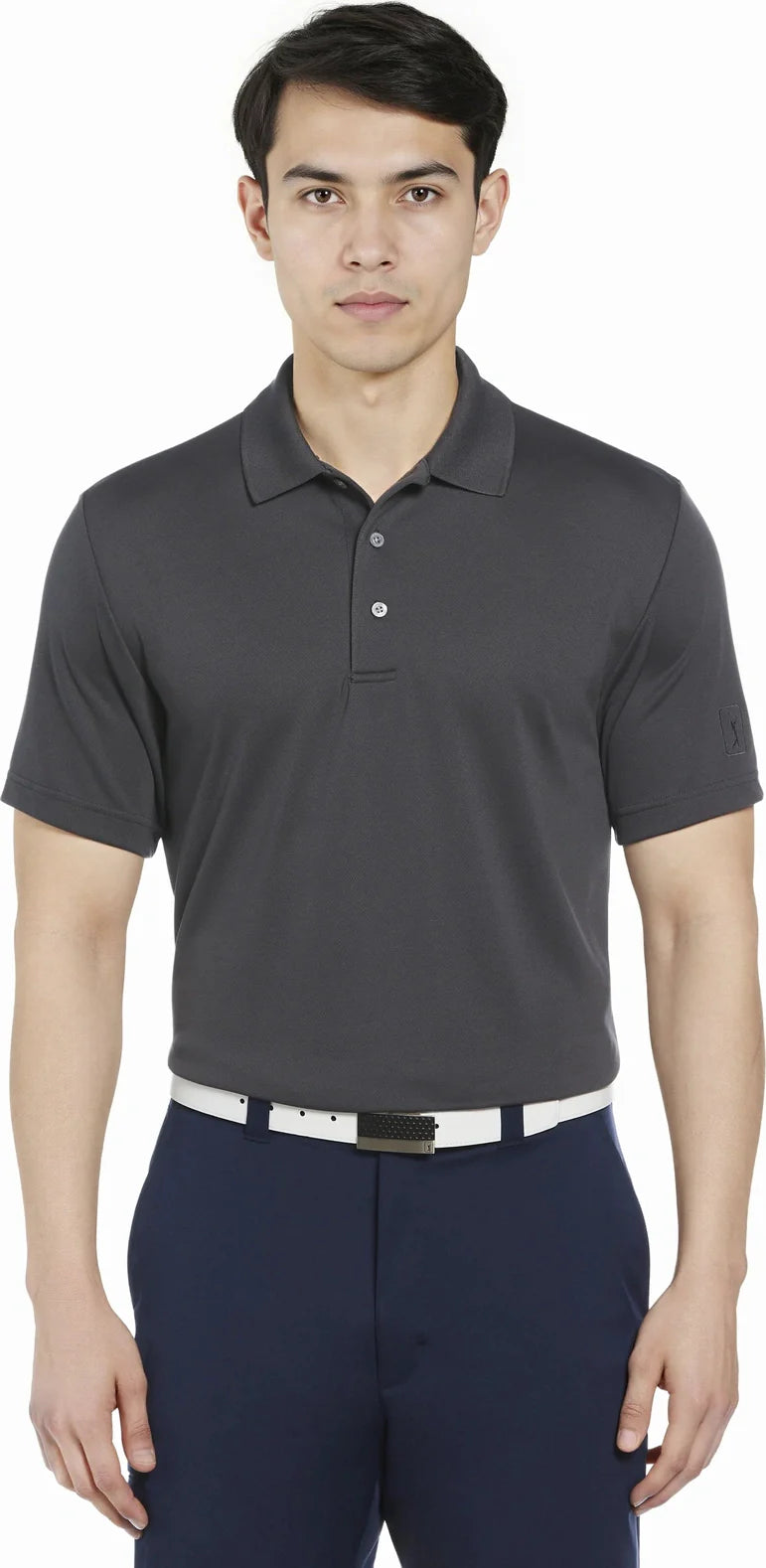 Pga Tour Pgm001 Short Sleeve Airflux Solid Mesh Polo - Asphalt - Adult s