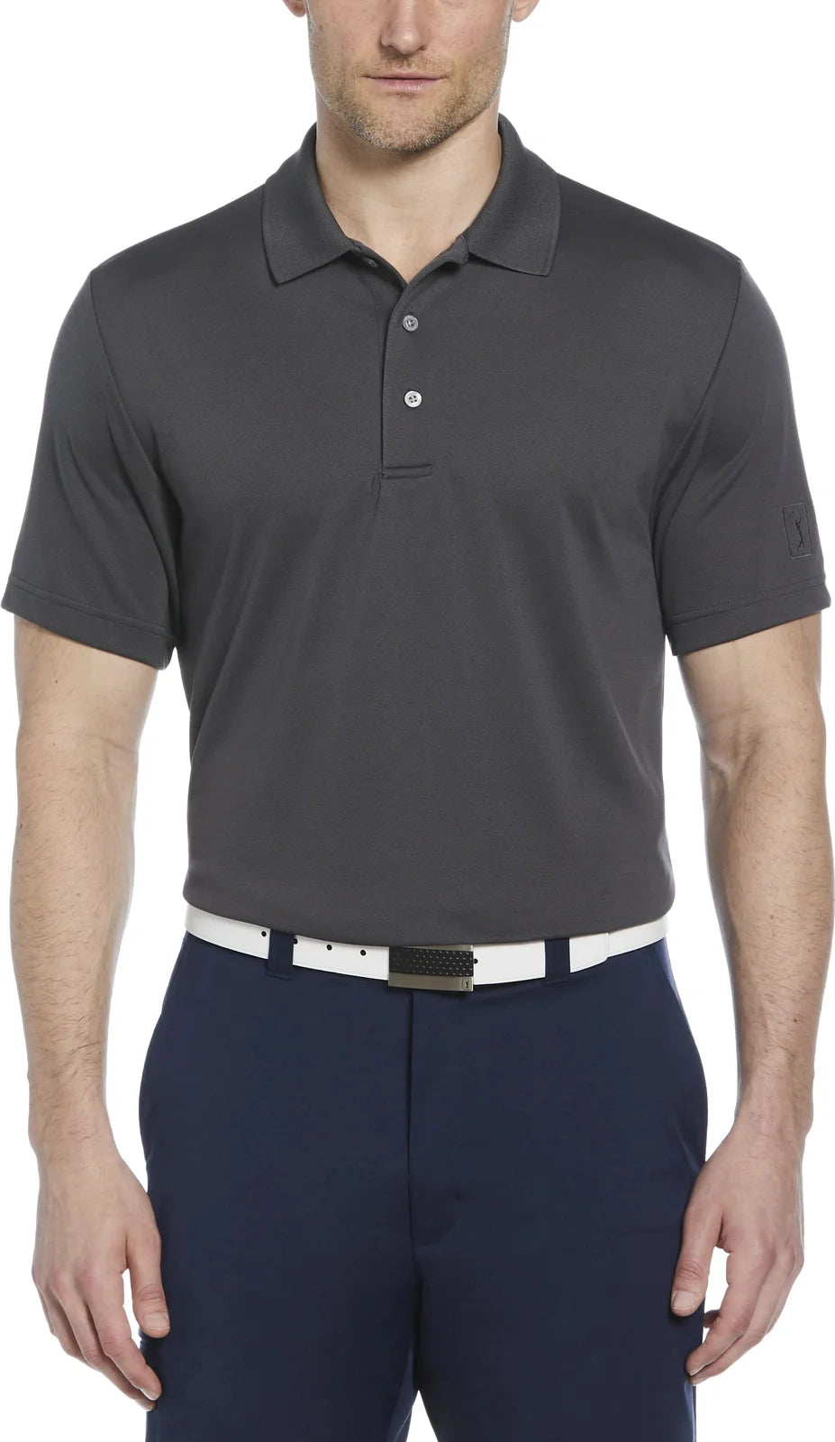 Pga Tour Pgm001 Short Sleeve Airflux Solid Mesh Polo - Asphalt