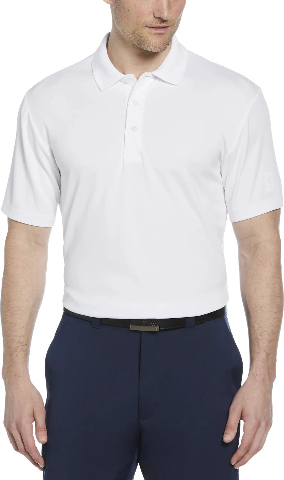 Pga Tour Pgm001 Short Sleeve Airflux Solid Mesh Polo - Bright White