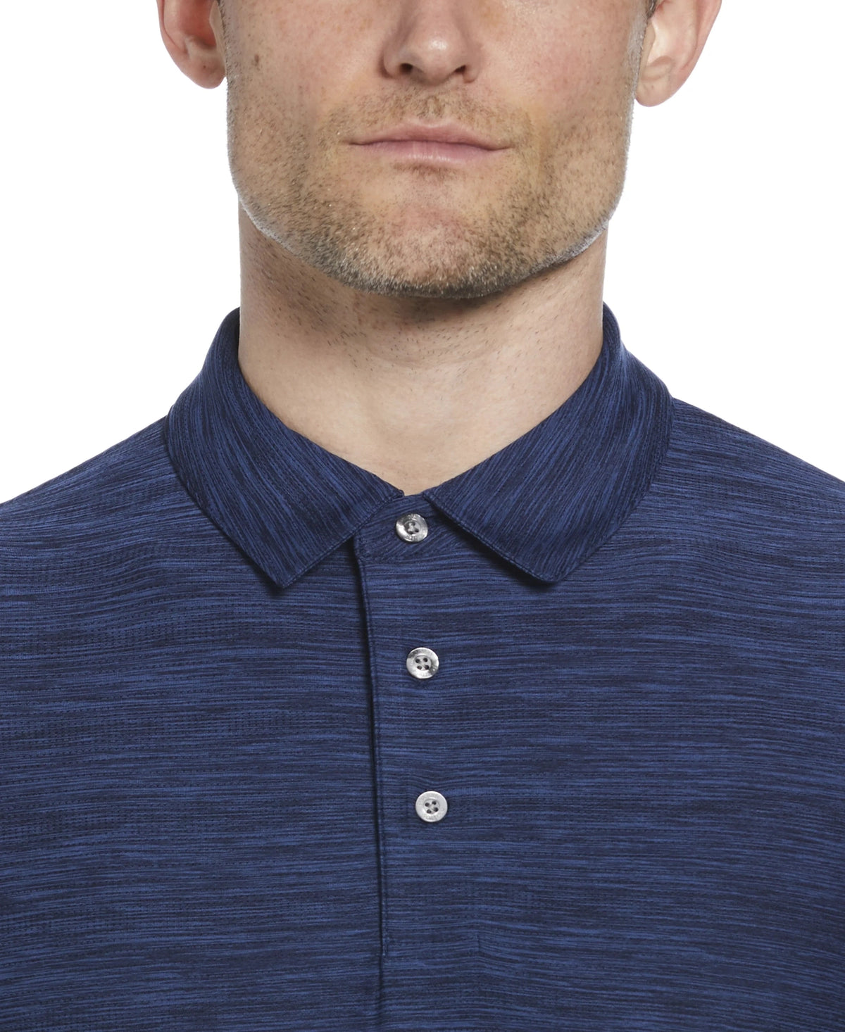 Pga Tour Pgm002 Short Sleeve Jaspe Airflux Polo with Self Collar - Peacoat Htr