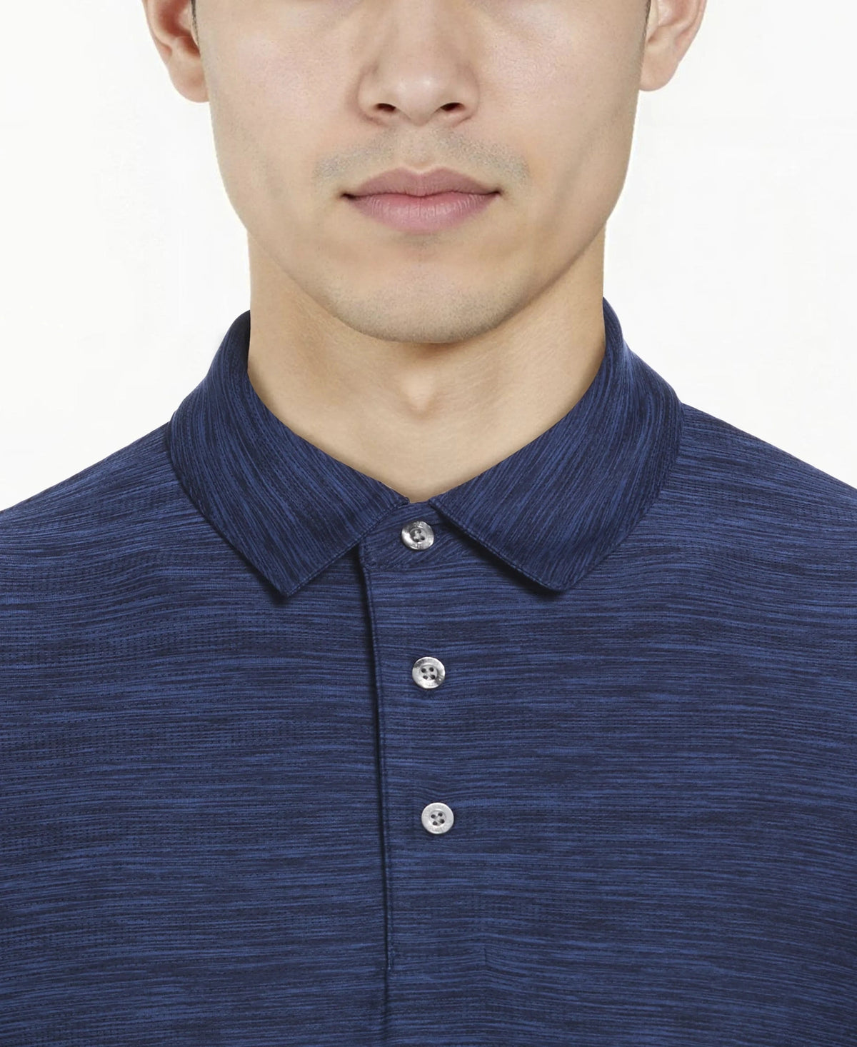 Pga Tour Pgm002 Short Sleeve Jaspe Airflux Polo with Self Collar - Peacoat Htr