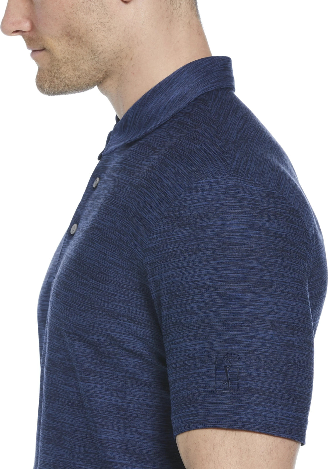 Pga Tour Pgm002 Short Sleeve Jaspe Airflux Polo with Self Collar - Peacoat Htr