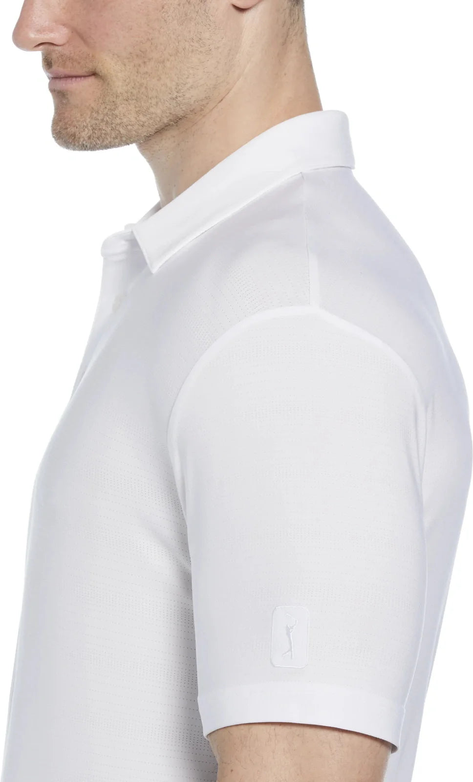 Pga Tour Pgm002 Short Sleeve Jaspe Airflux Polo with Self Collar - Bright White