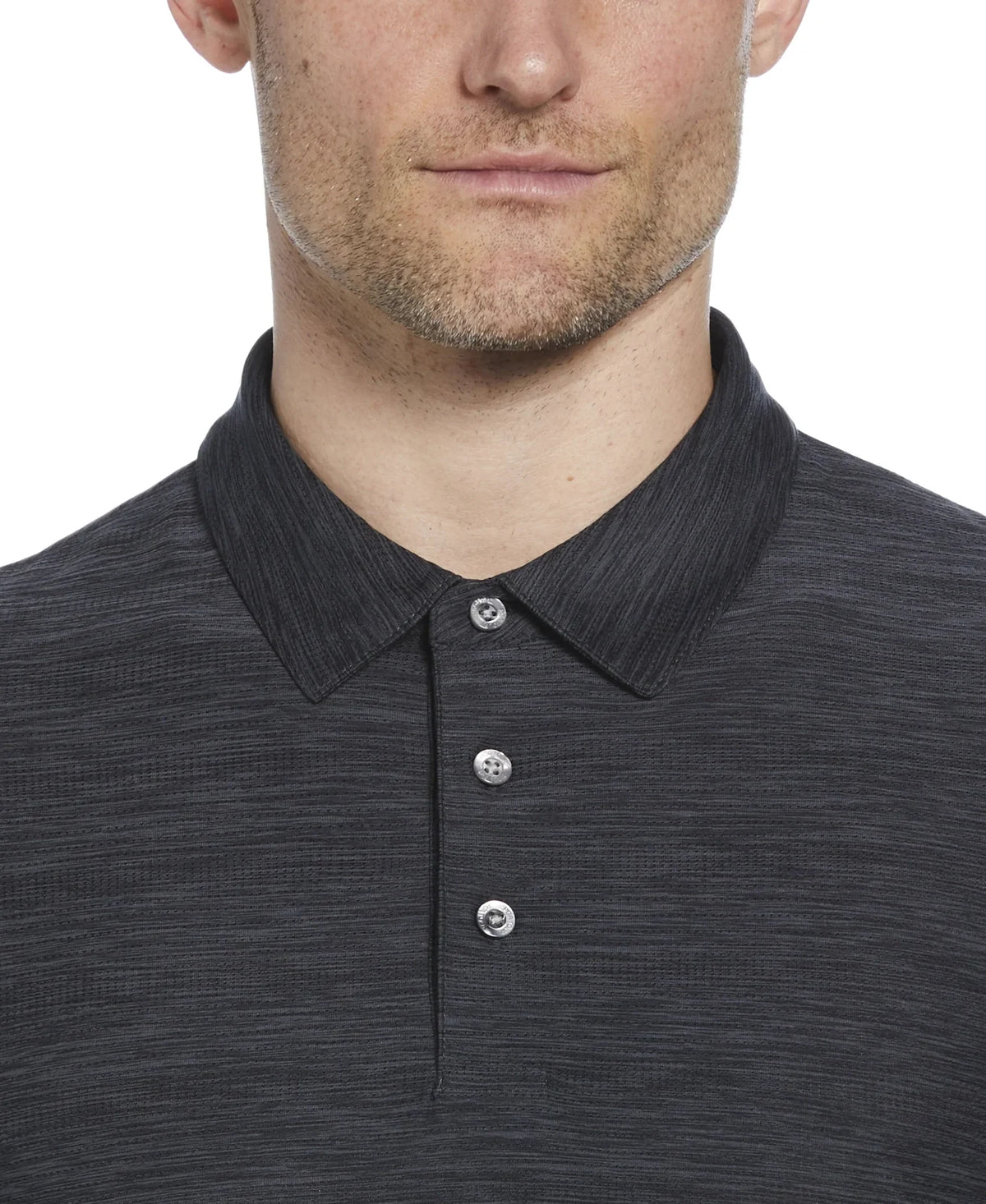 Pga Tour Pgm002 Short Sleeve Jaspe Airflux Polo with Self Collar - Caviar Htr