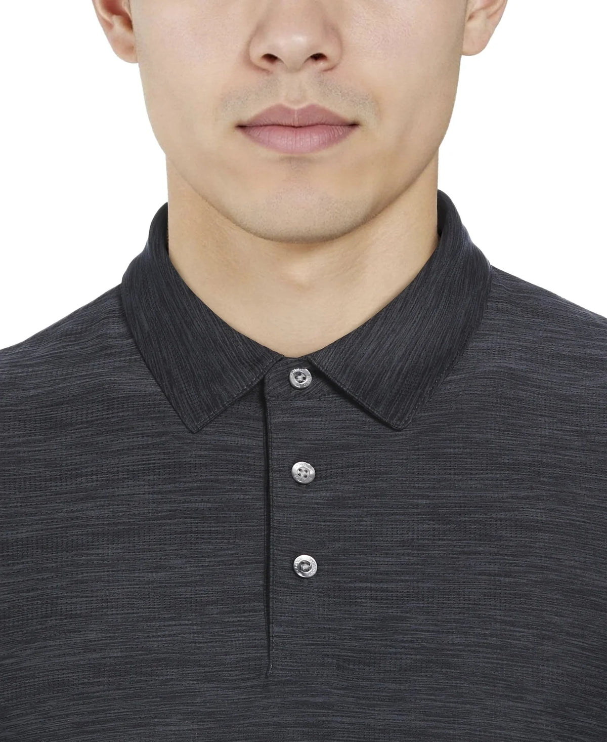 Pga Tour Pgm002 Short Sleeve Jaspe Airflux Polo with Self Collar - Caviar Htr