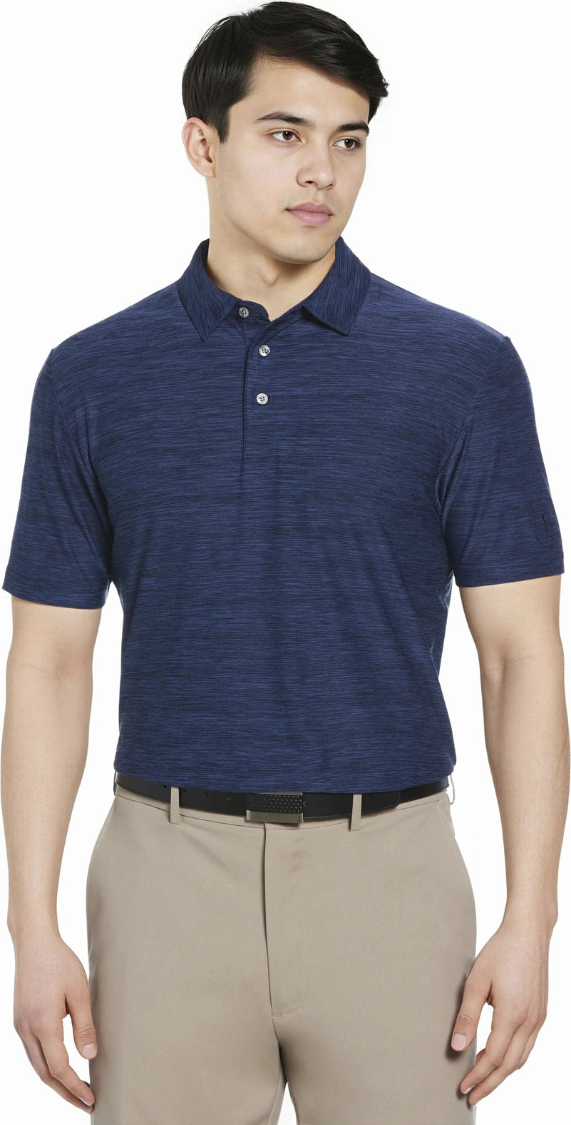 Pga Tour Pgm002 Short Sleeve Jaspe Airflux Polo with Self Collar - Peacoat Htr - Adult s