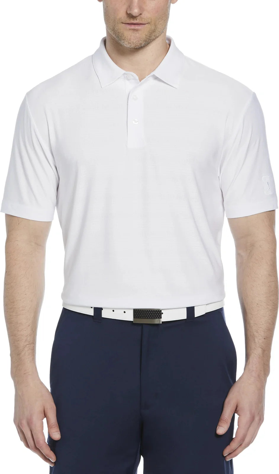 Pga Tour Pgm002 Short Sleeve Jaspe Airflux Polo with Self Collar - Bright White