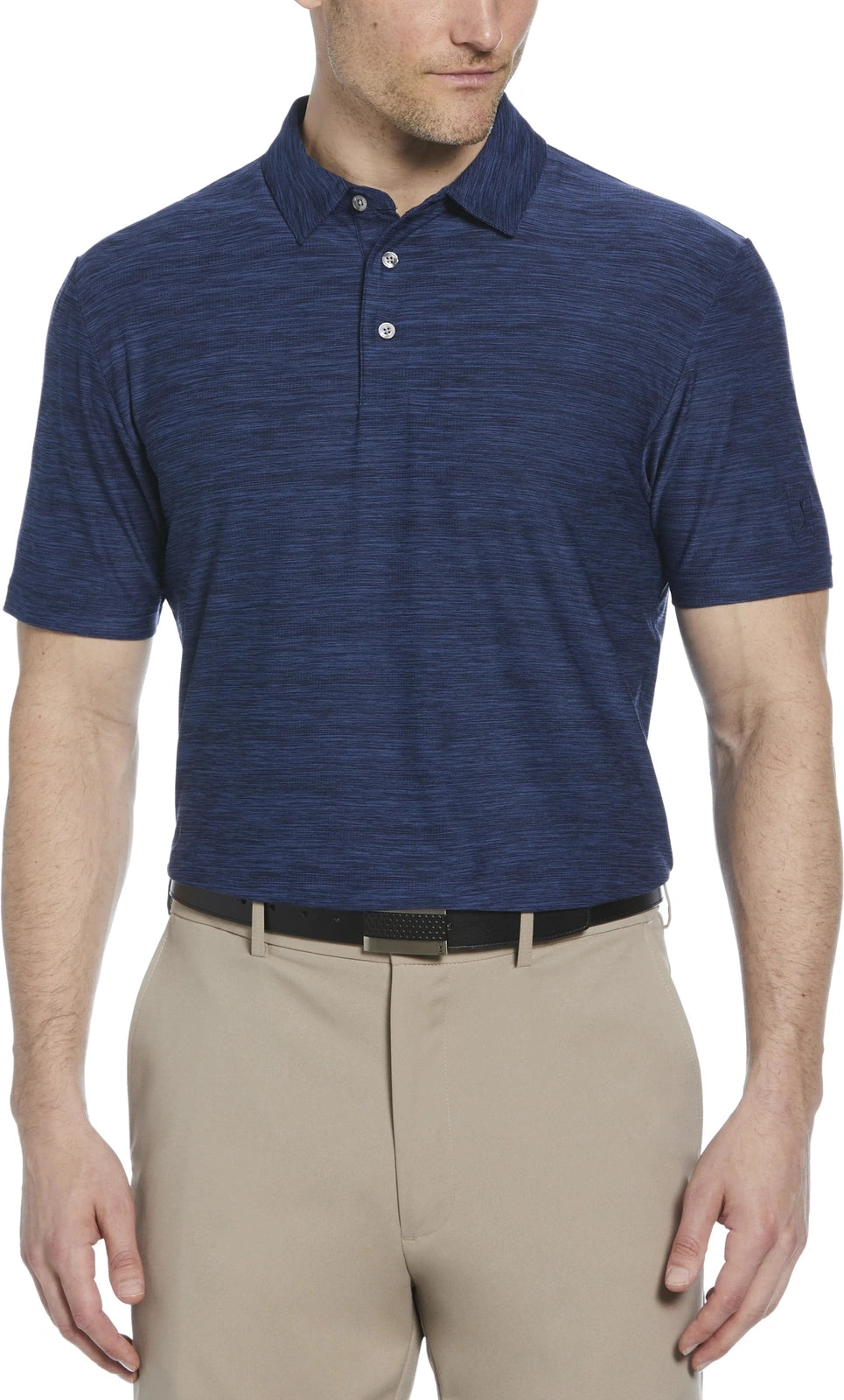 Pga Tour Pgm002 Short Sleeve Jaspe Airflux Polo with Self Collar - Peacoat Htr