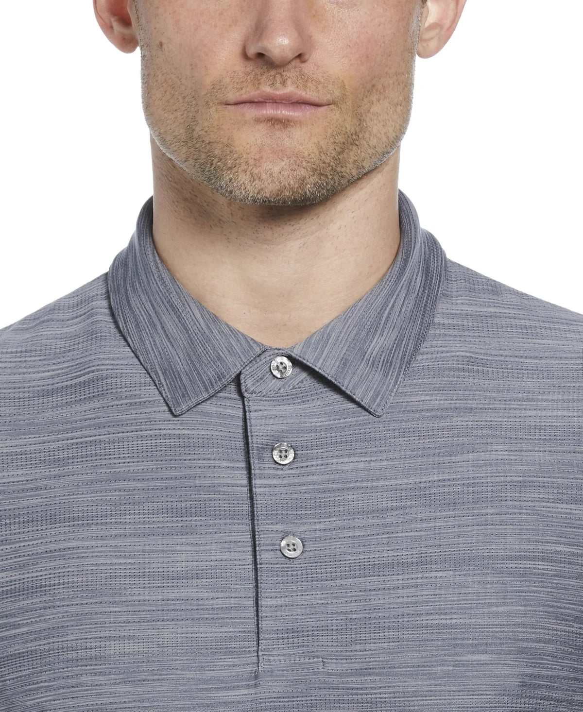 Pga Tour Pgm002 Short Sleeve Jaspe Airflux Polo with Self Collar - Med Flagstone Htr