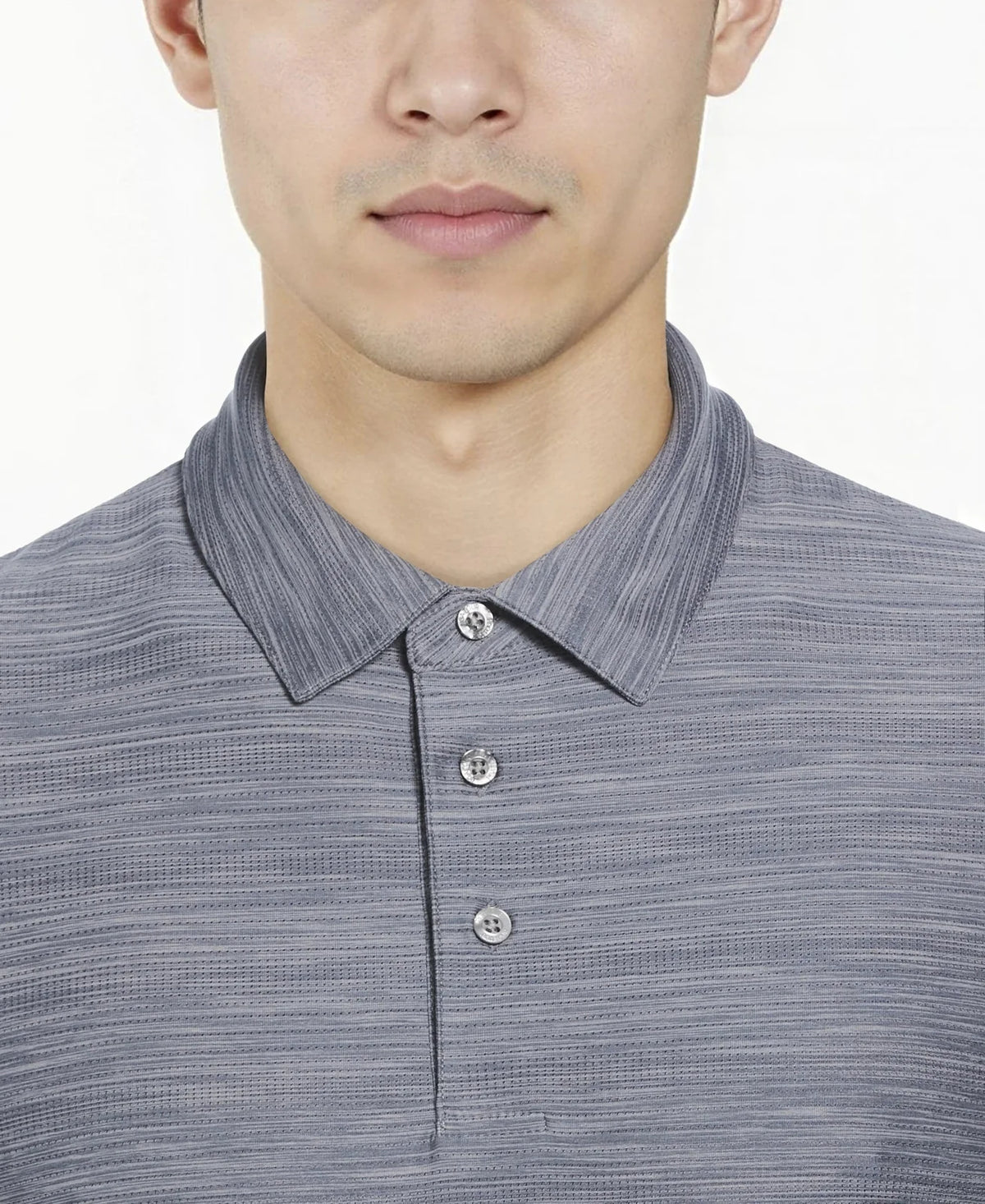 Pga Tour Pgm002 Short Sleeve Jaspe Airflux Polo with Self Collar - Med Flagstone Htr