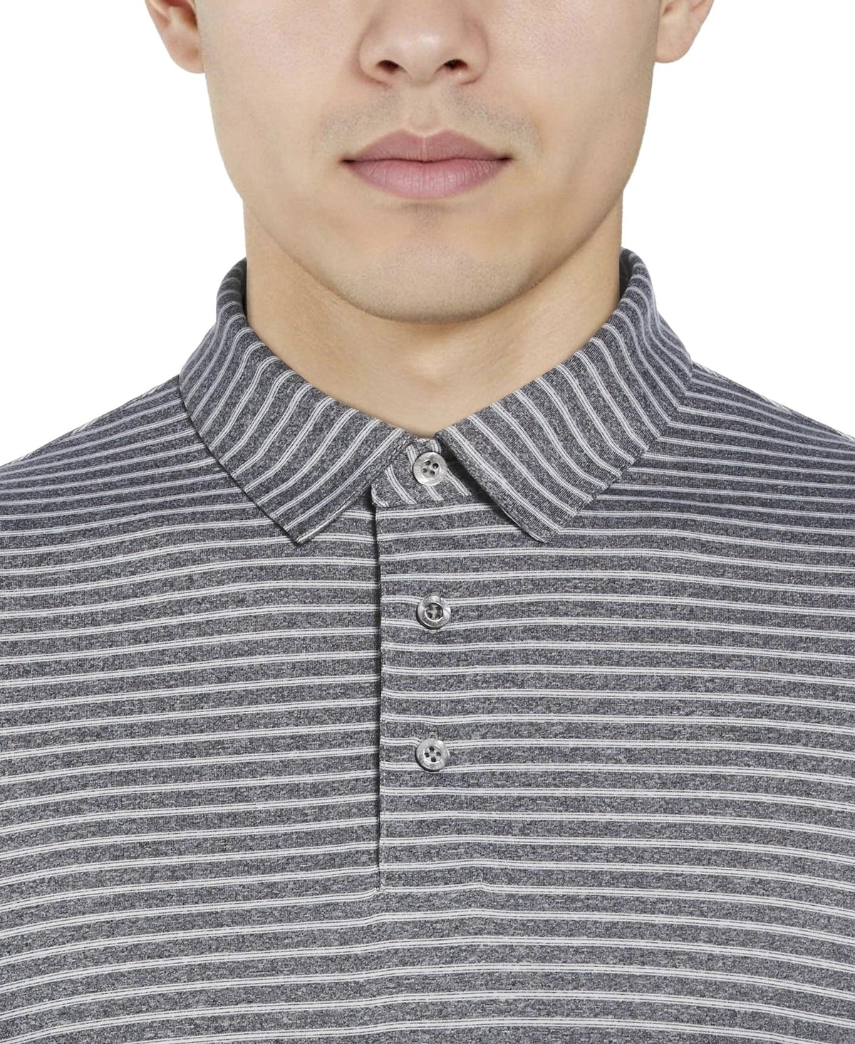 Pga Tour Pgm003 Short Sleeve Heather Strip Feeder Polo - Grey Htr
