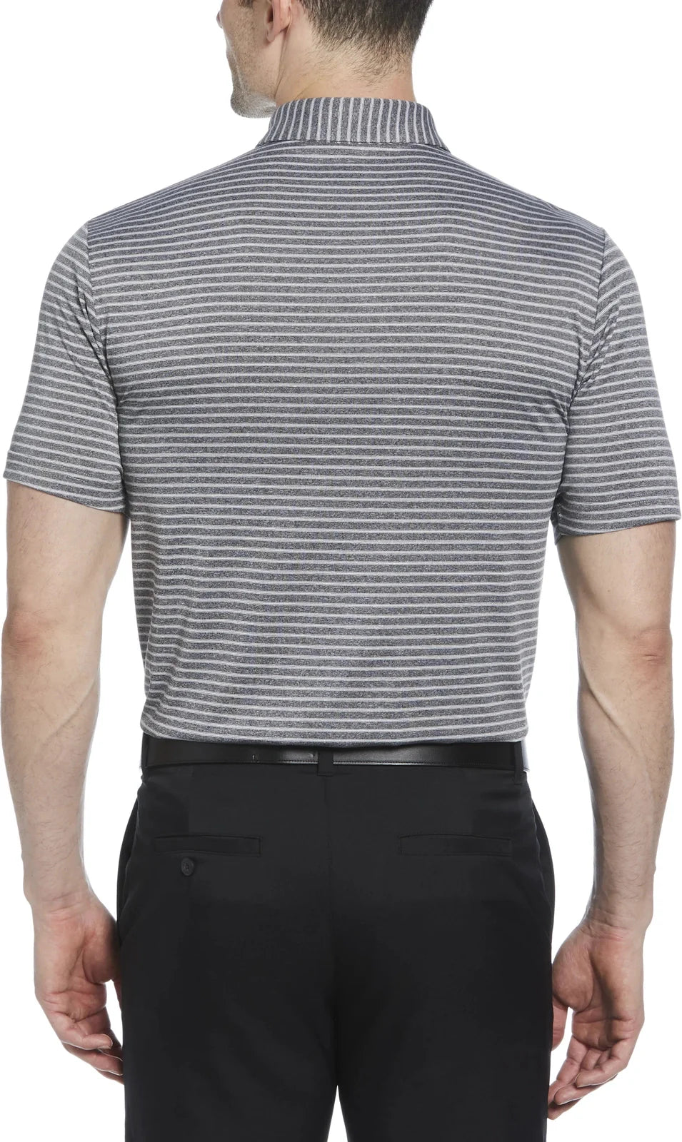 Pga Tour Pgm003 Short Sleeve Heather Strip Feeder Polo - Grey Htr